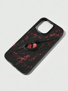 ROMWE Goth Funda de teléfono negra con gráfico 3D del Ojo del Diablo personalizada, Halloween - Negro - Ver 2