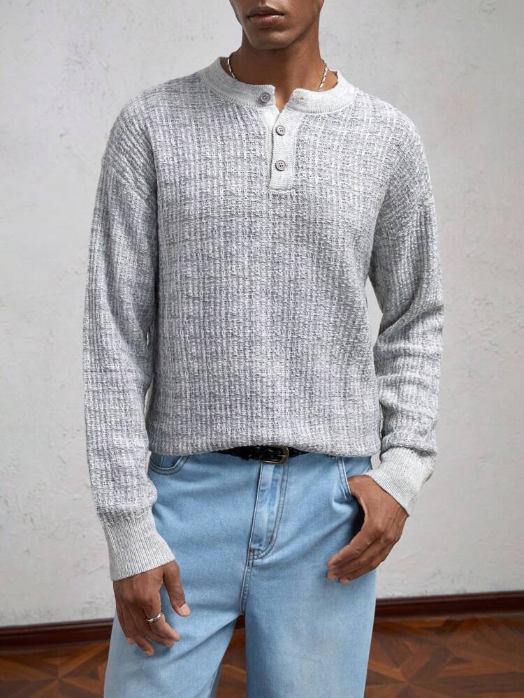 Maglione casual da uomo con vestibilità ampia, a mezza chiusura lampo, a maniche raglan, adatto per l'autunno e l'inverno