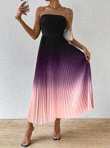 SHEIN Clasi Women Ombre Color Sexy Strapless Dress - Multicolor - View 6