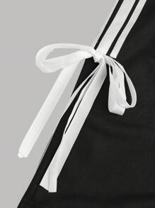 SHEIN Girlism 2pcs/Set Teen Girls Contrast Color Ribbon Bow Sweatshirt And Pants Casual Sporty Campus Style Outfit, Autumn