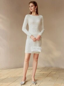 MOTF PREMIUM 人造珍珠细节纯色修身毛衣