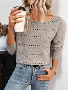 SHEIN LUNE Suéter de punto calado con hombros caídos