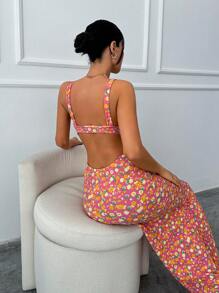 RueChic Robe Longue Florale Rose