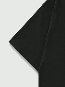 SHEIN Tween Boys Casual Printed Short Sleeve T-Shirt - Black - View 3