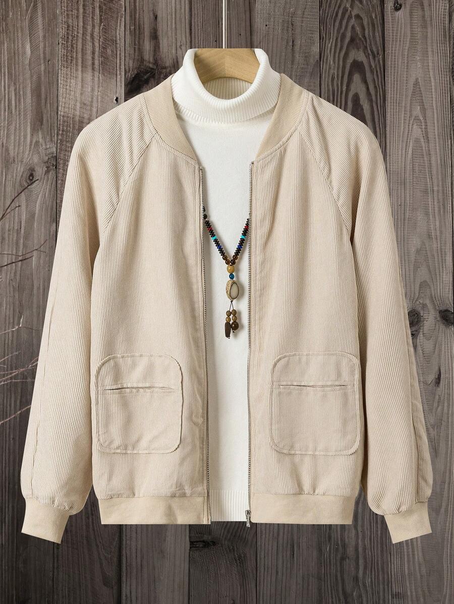 EMERY ROSE Women's Solid Minimalist Daily Wear Zip Up Jacket - Apricot - View 1