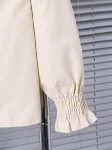 Tween 女童休闲荷叶边领长袖白色衬衫 - 杏色 - 查看 5