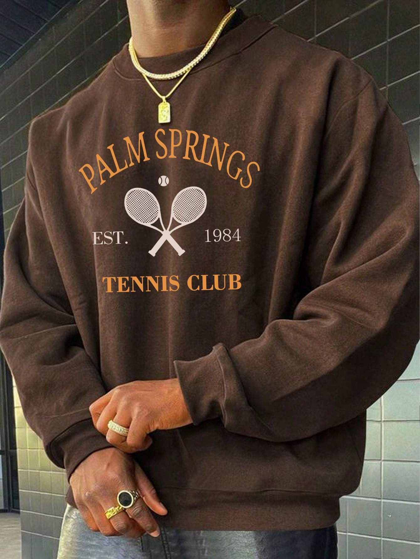 Manfinity Dauomo Men's Crewneck Long Sleeve Letter & Number Print Casual Oversized Sweatshirt