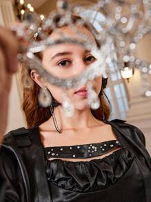 2 件套泡泡袖上衣和吊带背心连衣裙，适合少女，纯色 - 黑色 - 查看 6
