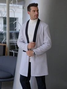 Manfinity Mode Chaqueta de punto de negocios con bloqueo de color, solapa de moda, manga larga para hombres - Multicolor - Ver 5