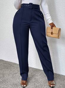 Zolique 女式休闲紧身裤（配腰带）秋季 - 藏蓝色 - 查看 6