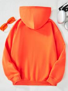 SHEIN Tween Girl Rhinestone Butterfly Graphic Pocket Sweatshirt - Orange - View 2