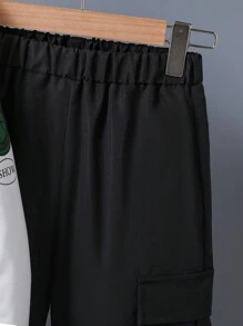 2pcs Tween Boys Casual Fashion Letter Print Jogger Pants Outfit, Suitable For Daily Wear