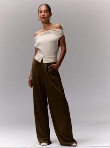 MUSERA 双色翻边裤 优雅夏季性感时尚 - 橄欖綠 - 查看 3