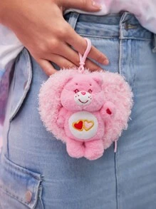 SHEIN X Care Bears Plush Super Soft Heart Embroidery Coin Purse Charm,Gifts - Pink - View 3