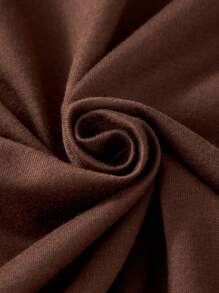 SHEIN Tween Girl Rhinestone Embellished Pocket Front Hooded Sweatshirt - Brown - View 7