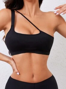 女士纯色肩带吊带背心，休闲度假 - 黑色 - 查看 4