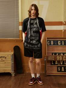 Manfinity Sport Corelite Boyfriend Style Men's Slogan Print Crew Neck Short Sleeve Daily Fitness Sports T-Shirt