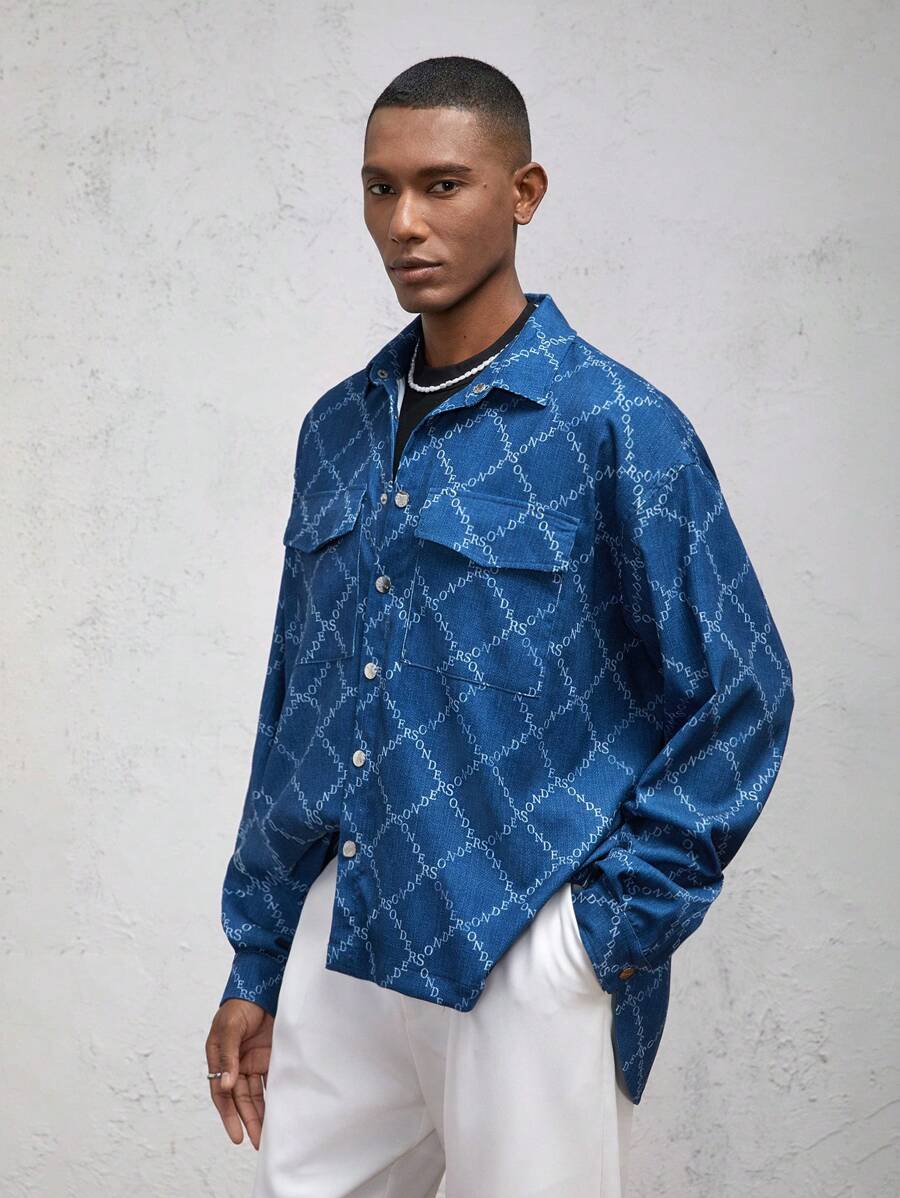 AKNOTIC Business Casual معطف رياضي فضفاض وكاجوال مطبوع، مناسب للخريف والشتاء