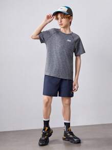 SHEIN Baju Olahraga Tween Boys - Navy Blue - View 5