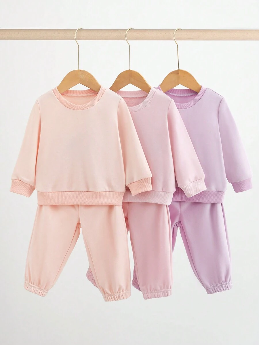 6 件套女宝宝加厚彩色休闲可爱运动衫套装秋冬 - 彩色 - 查看 1