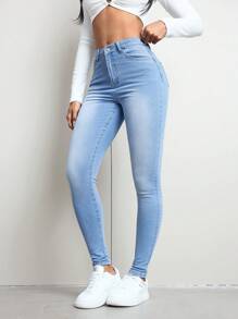 Jeanoix Women's Front Button Multi-Pocket Casual Denim Pants, Daily Wear