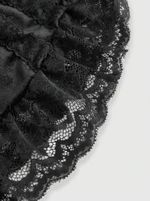 ROMWE Gothic Palace Style Cross Decor Lace Patchwork Velvet Camisole Top For Women - Black - View 4