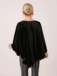 Miaspire Women's Oversized Crew Neck Batwing Sleeve Faux Pearl Decor Casual Blouse, Spring And Summer