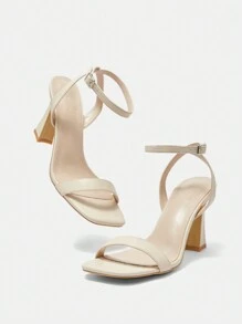 CUCCOO BIZCHIC Black PU Square-Toe High Heel Sandals For Women Spring Shoes Spring Break Easter - Apricot - View 9