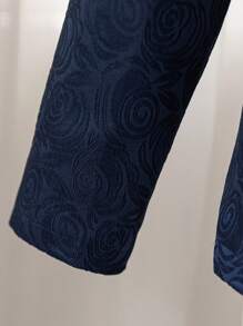 SHEIN 2 件套 Tween 男童蓝色缎面花卉印花西装外套、背心和裤子套装，适合春季、秋季、冬季，适合婚礼、生日派对、万圣节派对、学校活动 - 藍色 - 查看 4