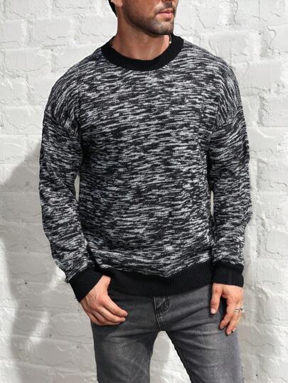 Manfinity Homme Men's Patchwork Long Sleeve Knitted Sweater