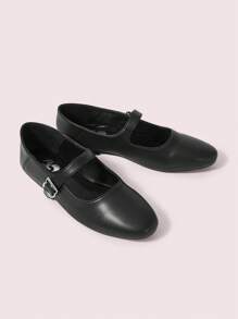CUCCOO DOLLMOD Zapatos cómodos de estilo Mary Jane de punta redonda, 2024, negros, nuevos, versátiles, de estilo simple con correa, planos, para el otoño, apta para ir al trabajo y como disfraz de bruja en Halloween - Negro - Ver 5
