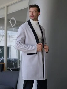 Manfinity Mode Chaqueta de punto de negocios con bloqueo de color, solapa de moda, manga larga para hombres - Multicolor - Ver 3