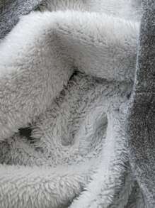 SHEIN LUNE 女士休闲圆领字母与心形印花保暖内衬运动衫，秋冬季 - 灰色 - 查看 4