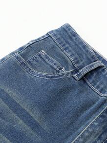 SHEIN Adolescente menina cruz strass flare casual versátil jeans