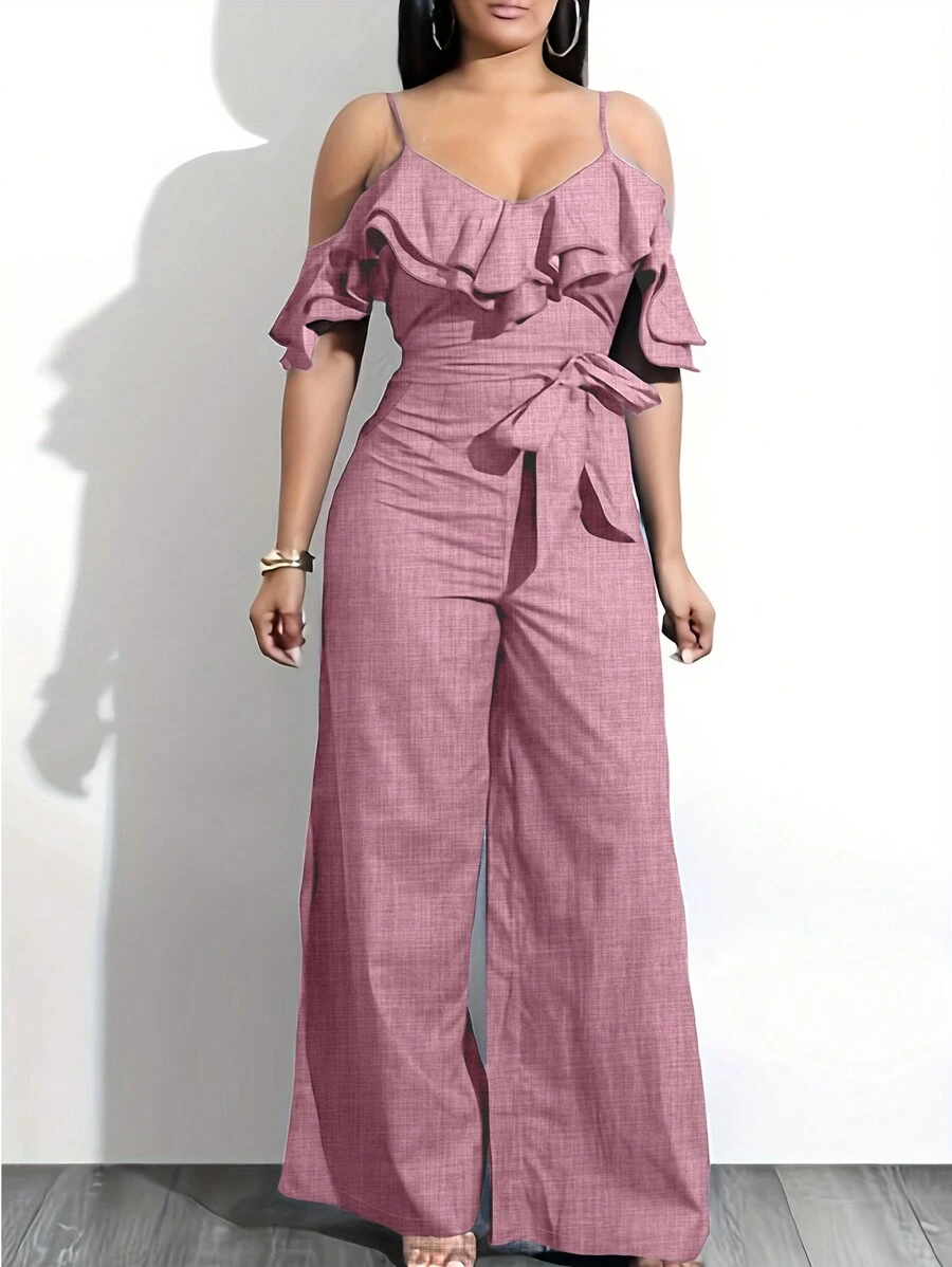 Chiquease 女士纯色宽松休闲连体裤