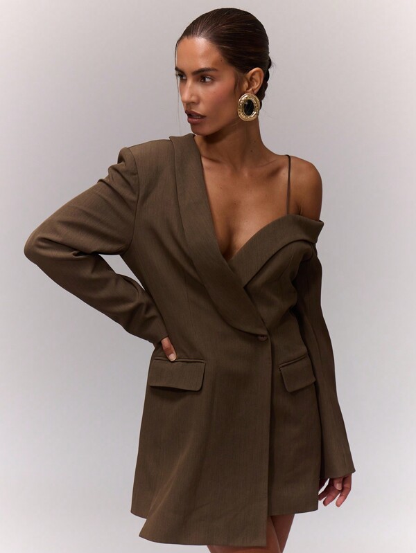 MUSERA Asymmetrisches Mini-Blazer-Kleid, elegant für Frühling Sommer Brunch Urlaub