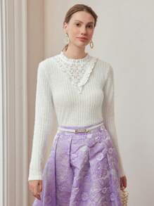 MOTF PREMIUM SOLID LACE INSERT FRILL TRIM FLUFFY TOP