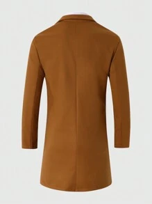 Manfinity Mode 男士秋季休闲双排扣针织大衣 - 棕色 - 查看 2