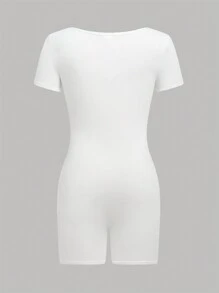SHEIN Girlism 3pcs/Set Teen Girl Knit Solid Crew Neck Form-Fitting Casual Short Sleeve Jumpsuit