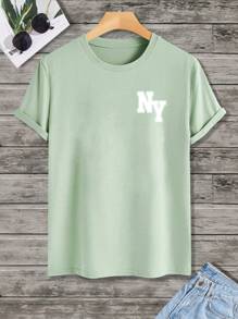 RueChic Men Letter Graphic Tee - Green - View 3