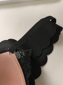 1pc Contrast Lace Front Closure Wireless Bra For Women