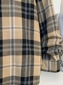 SHEIN 2 件青少年男童休闲格子领衬衫和工装裤套装，适合秋季、冬季、学院、休闲、运动、生日派对、户外、百搭和简约