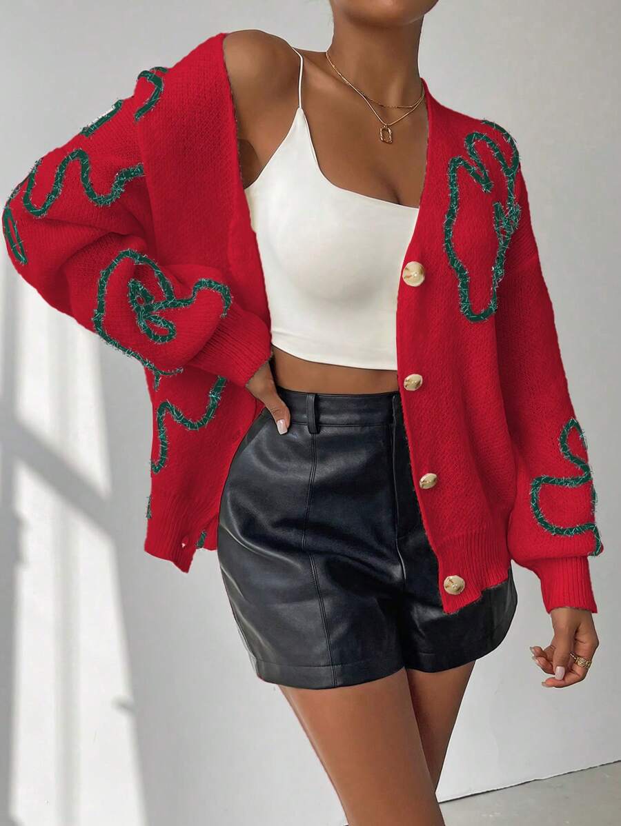 Chiquease Women's Front Button Long Sleeve Striped Patchwork Casual Blouse Fall Cloth For Women - Red - View 1