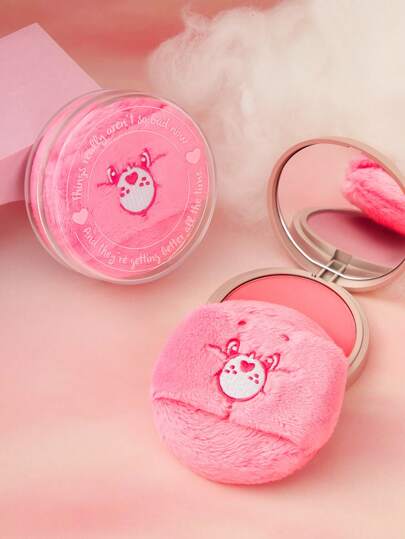 SHEIN X Care Bears 1 pieza Esponja maquillaje rosa (con estuche transparente), Oso Love-A-Lot, Regalos