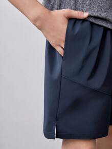 SHEIN Baju Olahraga Tween Boys - Navy Blue - View 3