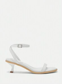 CUCCOO BIZCHIC 女士简约纯色高跟凉鞋，休闲夏装秋季 - 白色 - 查看 1