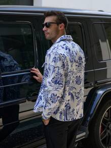 Manfinity CasualCool 男士时尚立领长袖街头夹克，外出轻便夹克彩色图案休闲夹克，适合朋友、丈夫、男朋友的礼物