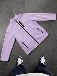 Manfinity Hypemode Men's Sherpa Lined Zip Up Jacket - Purple - View 1