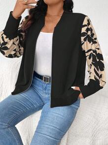 SHEIN Frenchy Giacca leggera da donna taglie forti con patchwork floreale