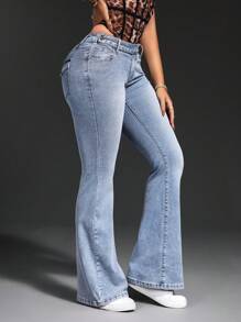 SHEIN SXY Jeans simples avec poches pour femmes, casual pour tous les jours